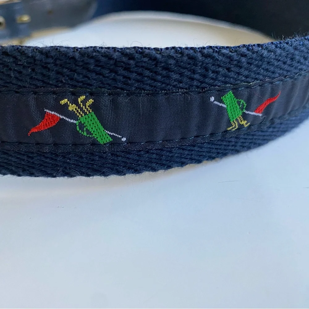 Boys Belt Size 10 Golf Clubs Bag Canvas Navy Blue Preppy Sports Sporty Dress